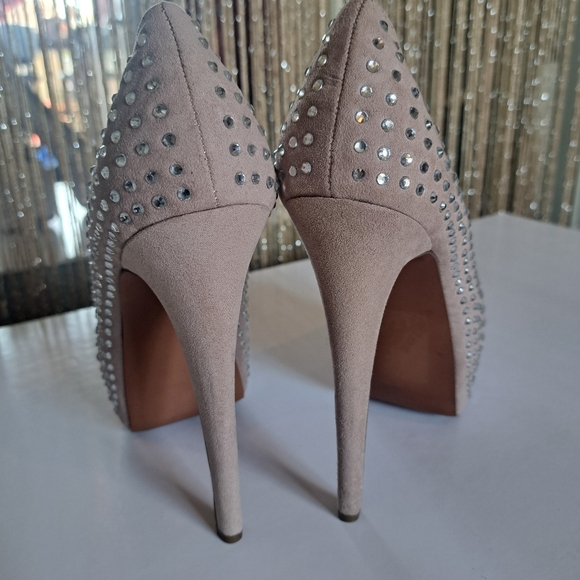 Sze 7 womens Heels, Steve Madden, hidden platforms, Champagne, rhinestones - Picture 9 of 12